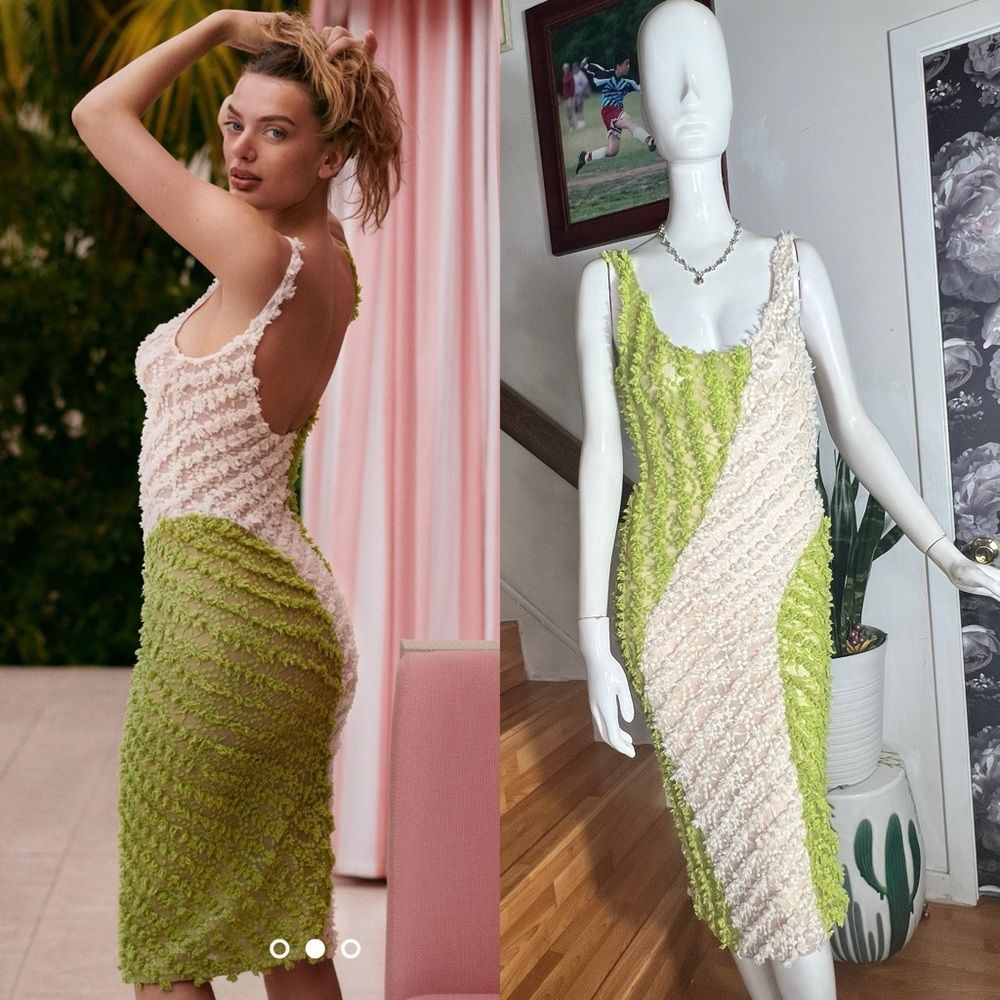 Selva Negra Green and Cream Mini Dress